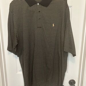 Ralph Lauren Black and White Polo Shirt with Stripes